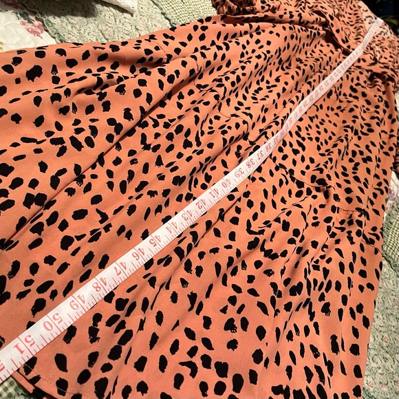 Pink and black elastic waist dress / brushy brushstroke leopard cheetah animal - Picture 9 of 9